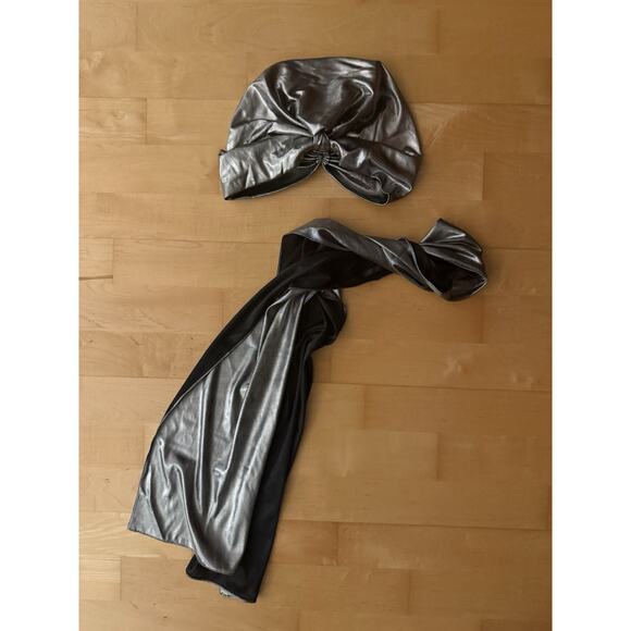 Unbranded Accessories - Silver Liquid Turban Hat And Reversible Scarf